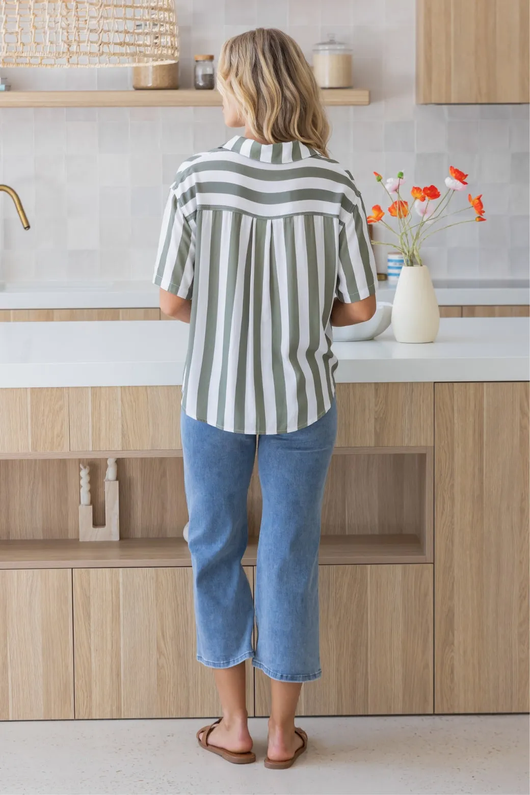 Melrose Shirt Khaki Stripe