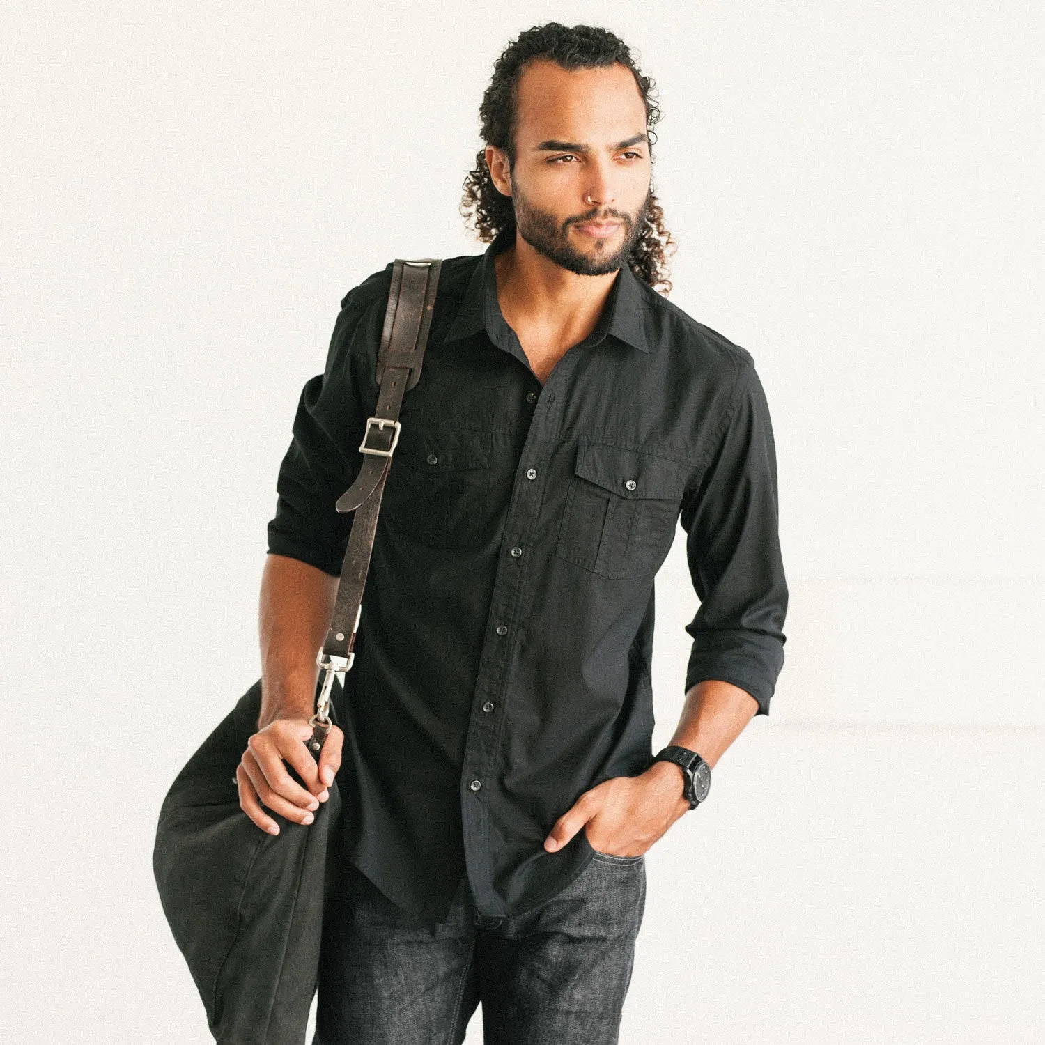 Primer Utility Shirt – Jet Black Cotton Twill